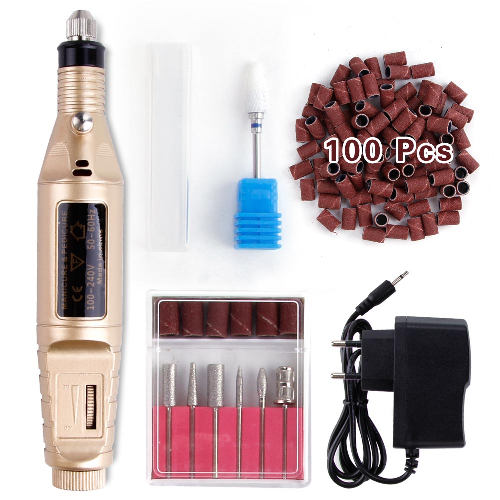 1 sæt power elektrisk manicure maskine keramisk skærer neglebor sæt fræsere pedicure apparat fil