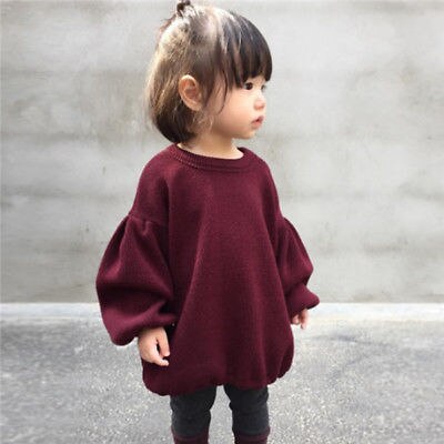 1-6Y Cute Girl Lunga Lanterna Maniche Del Maglione Magliette E Camicette Delle Ragazze Dei Capretti Pullover Caldo Abiti Morbidi Cappotti Bambino Vestiti Del Bambino Autunno Inverno