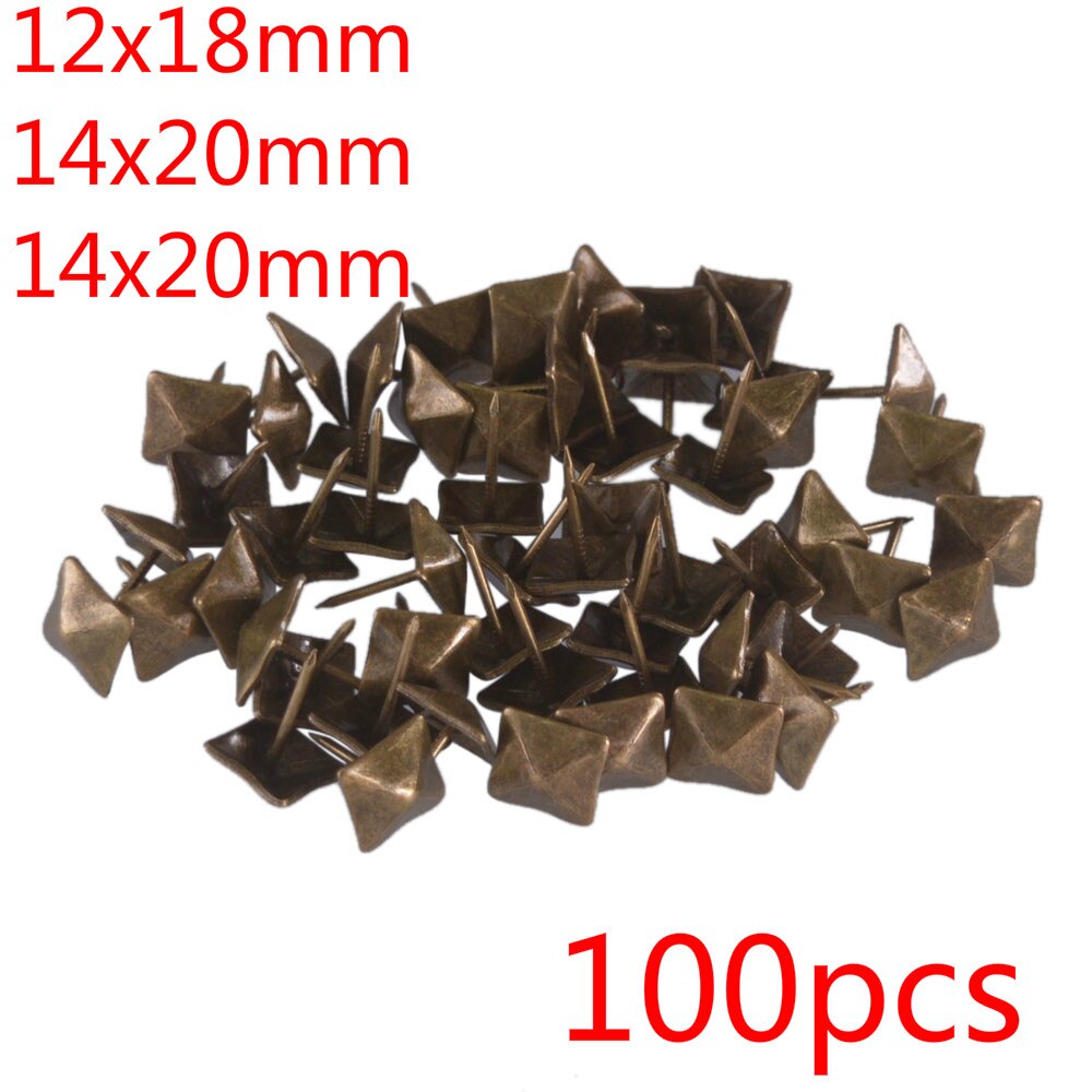 100 Uds clavos de latón bronce Vintage reemplazos cuadrados antiguos tachuelas de tapicería pernos piramidales