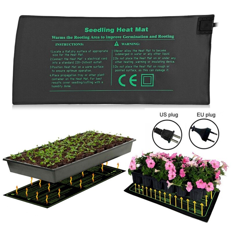 Seedling Heating Mat 50x25cm Waterproof Plant Seed Germination Propagation Clone Starter Pad US/EU Garden Supplies 1 Pc
