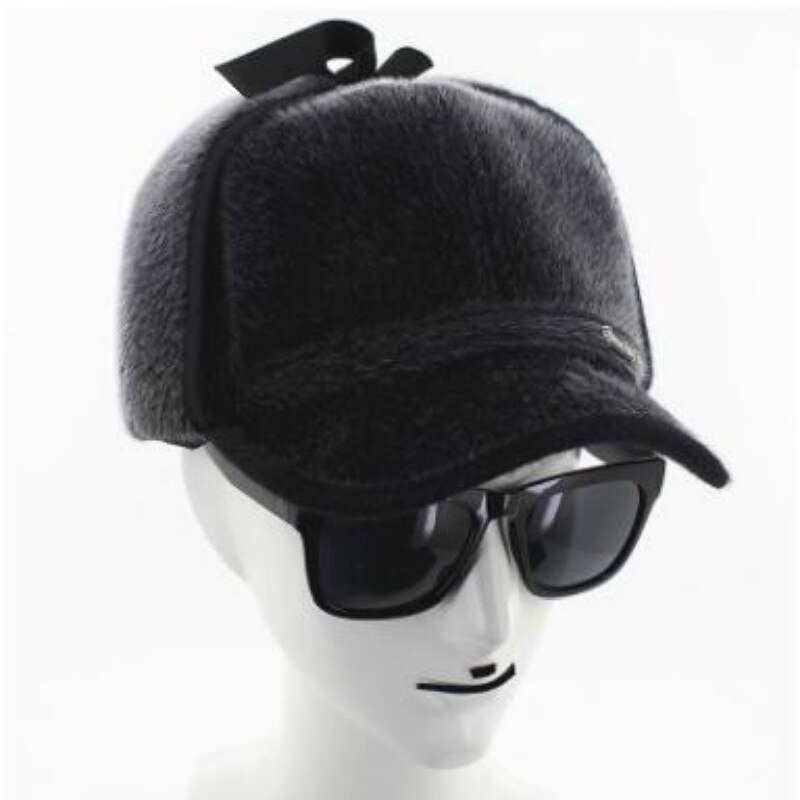 Que en la ducha hombres viejos PU bombardero sombrero grueso cálido PU orejera gorra snapback faux gorro para invierno de piel abuelo Rusia hueso negro gris