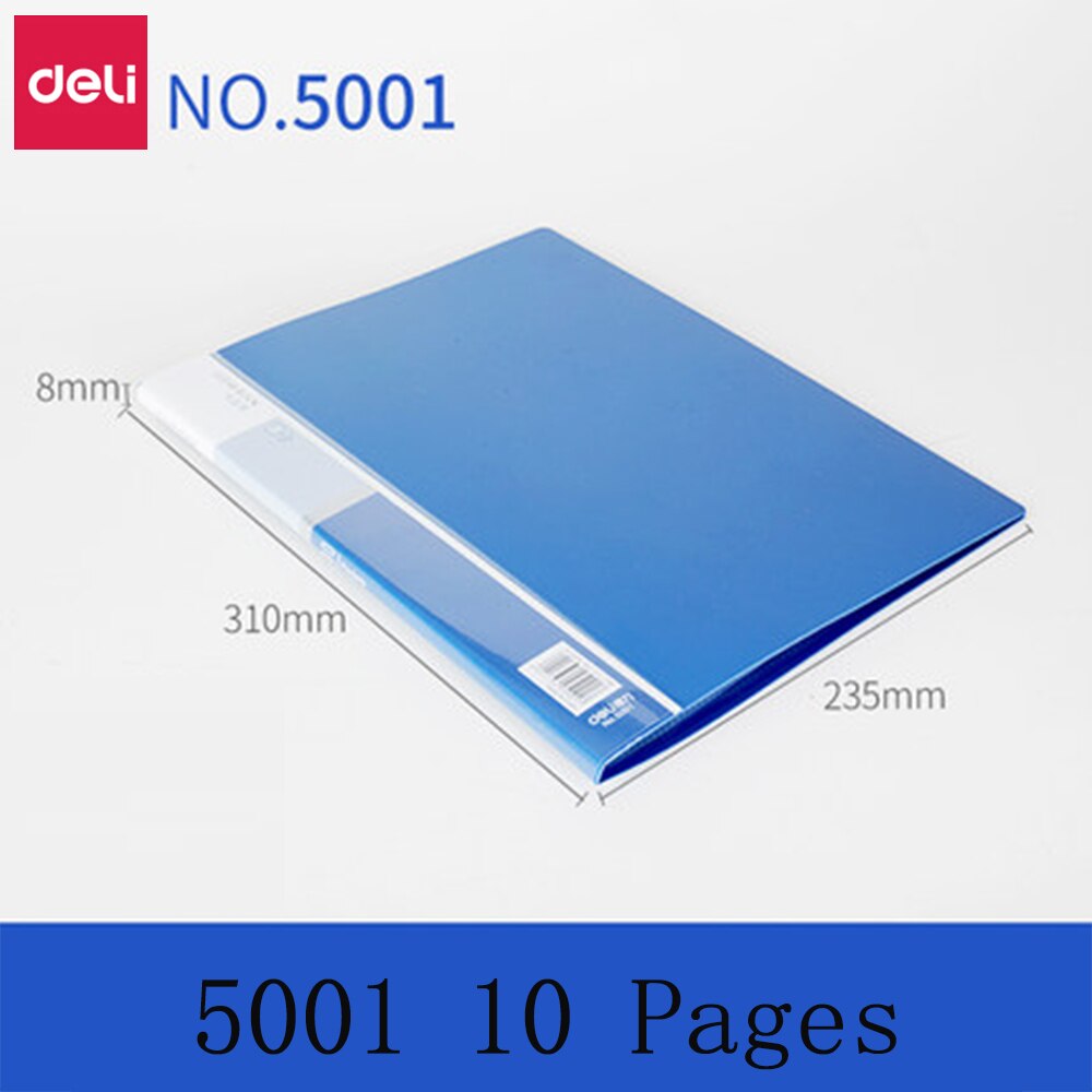Deli A4 File Bag Data Book Large Capacity File Folder Briefcase Office Stationery Multiple Pages Optional Office School Supplies: 5001 10 Pages
