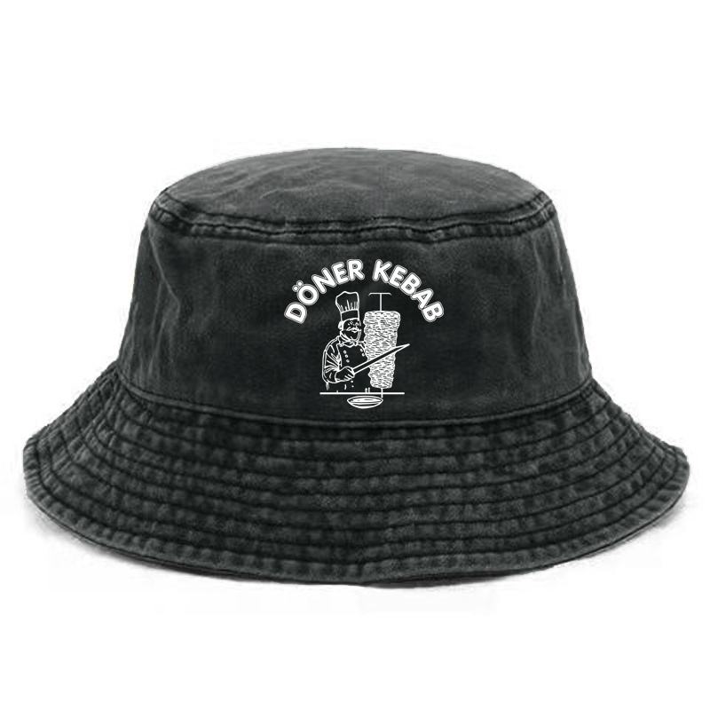Doner Kebab Bucket Hat Distressed Hats Cap Washed Men Retro Outdoor Summer Doner Kebab Cap Bob Panama Caps: Black