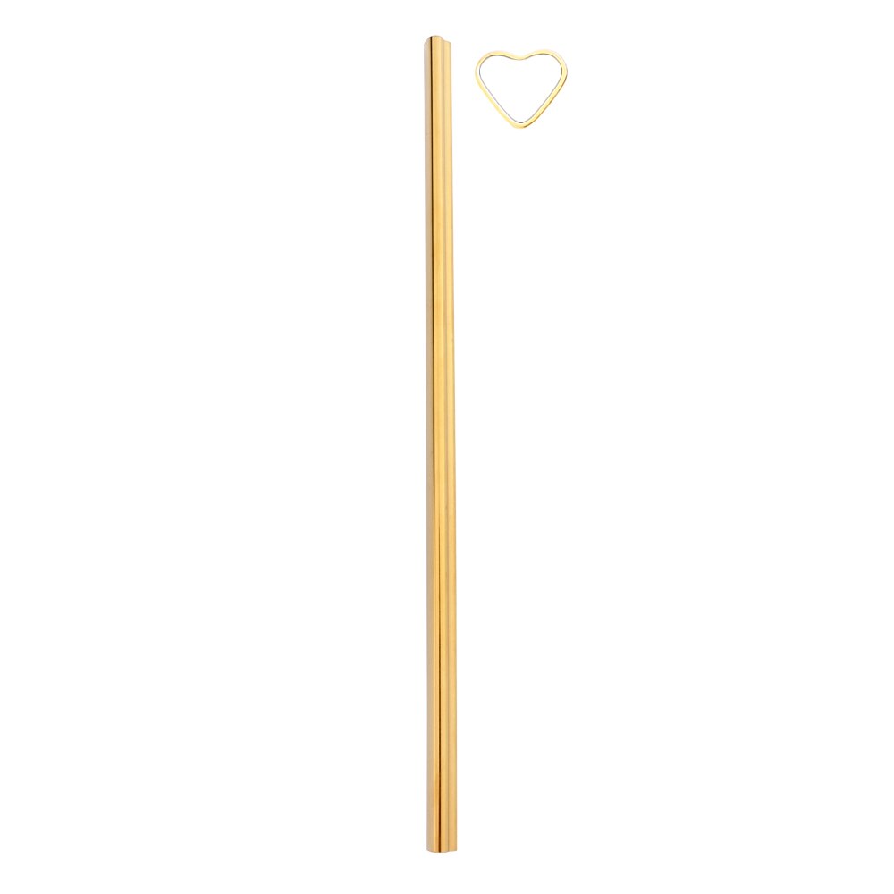 1Pc 304 Stainless Steel Drinking Straw Colorful Heart-shaped Straw Reusable Metal Straw Set Bar Pearl Milkshake Bubble Tea Straw: Gold