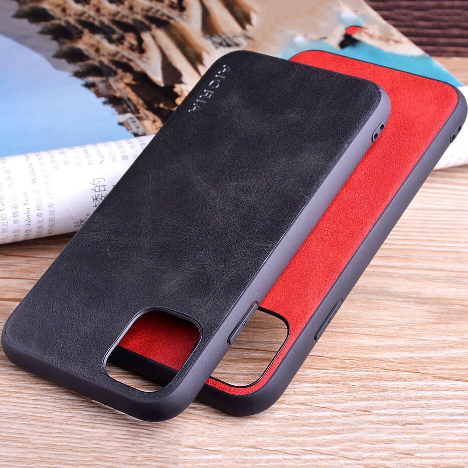 Case voor iphone 11 pro max Luxe funda Vintage leather Skin cover hoesje voor iphone 11 pro max telefoon case coque capa mode