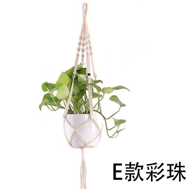 Decoratieve plantenhanger macramé plantenhanger voor buiten, hangende plantenmand van katoentouw met 4 poten: D1