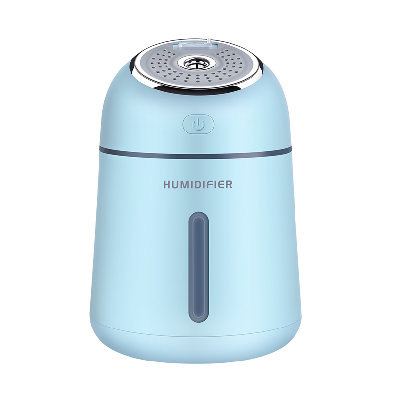 Difusor de aceites esenciales 3 en 1 ultrasónico pequeño Q humidificador purificador de aire LED luz nocturna USB ventilador ambientador de coche: Blue