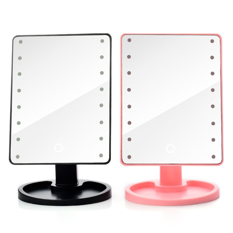 360 Degrees Rotation Makeup Mirror Adjustable 16/22 Leds Lighted LED Screen Portable Luminous Battery Cosmetic Mirrors wyt77