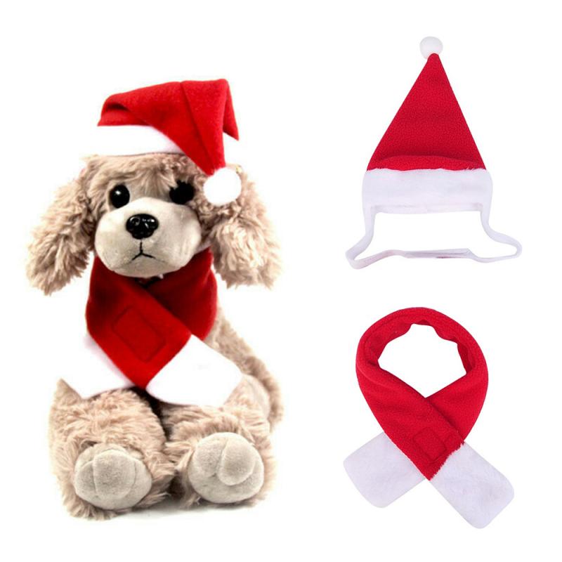 Jul efterår og vinter kæledyr tøj halstørklæde hat hund hund bliver til kat kappe julemanden rød varm elg hat hjorte pandebånd