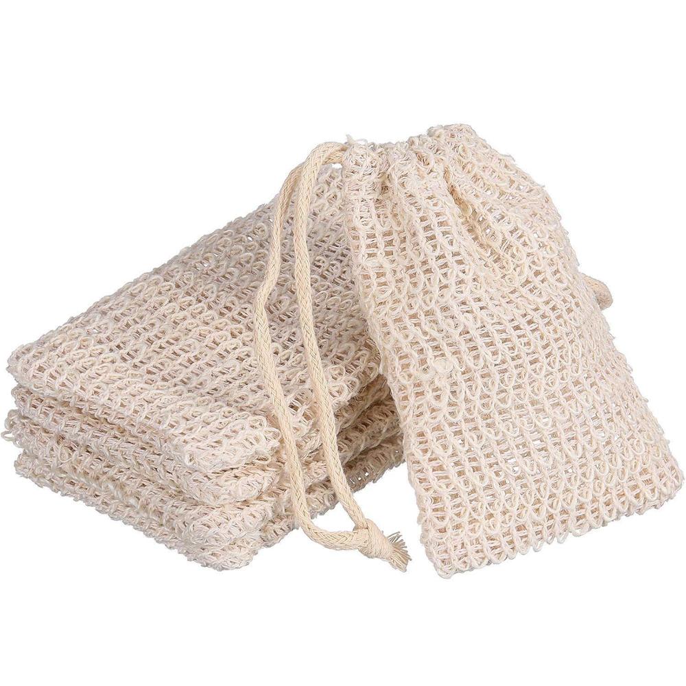 Sac en savon en Sisal naturel, sac en savon en filet exfoliant pour bain douche sacs en savon en Fiber naturelle