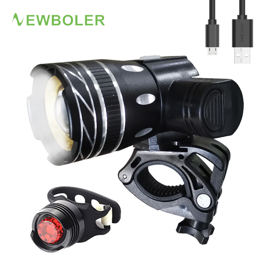 Newboler 5000Mah Fietslicht Set T6 Usb Oplaadbare Batterij Verstelbare Zoom Fiets Koplamp Fietsen Lamp Met Achterlicht