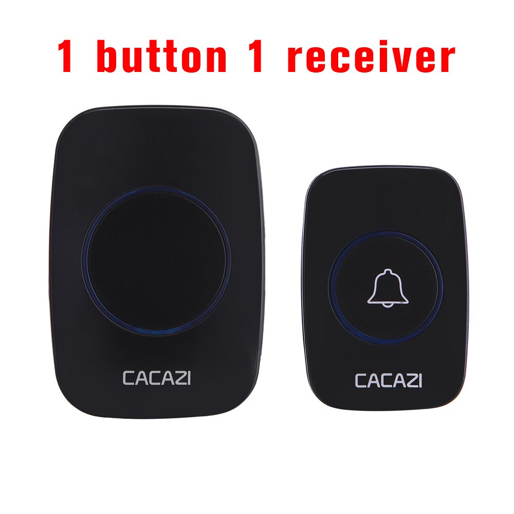 Home Wireless Doorbell Smart Calling Bell Waterproof 300M Remote Battery Button 60 Chimes 5 Volume Intelligent Door Bell Chime: Black / UK Plug