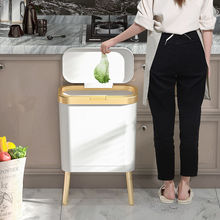 High Foot Big Capacity Trash Can Plastic Garbage Container with Press Top Lid Slim Rectangular Waste Bin for Kitchen Bathroom