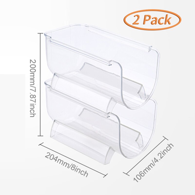 4Pack Refrigerator Organizer Kitchen Bottle Storage Rack Stackable Wine Holder Bottles Display Shelf Fridge Kitchen Organizer: 2Packs-transparent