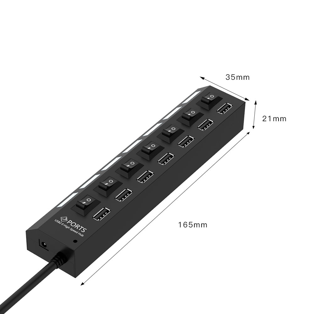 High Speed Usb Hub 2.0 480Mbps 7 Poorten Micro Hub Usb Op Uit Schakelaar Usb Splitter Adapter Voor Pc laptop Computer Usb Hub