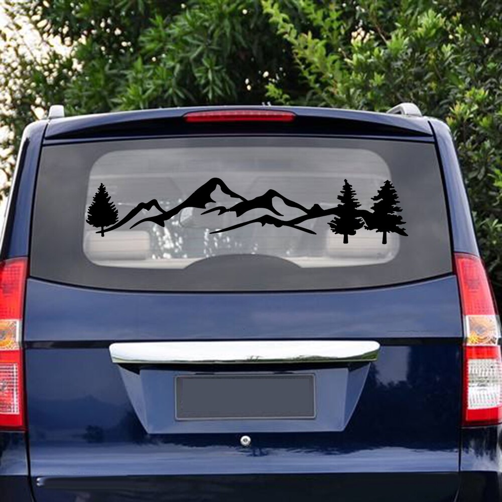 100cm Schwarz/Weiß Baum Berg Auto Decor PET Wald Aufkleber Auto Aufkleber Für SUV RV Camper Offroad Auto styling
