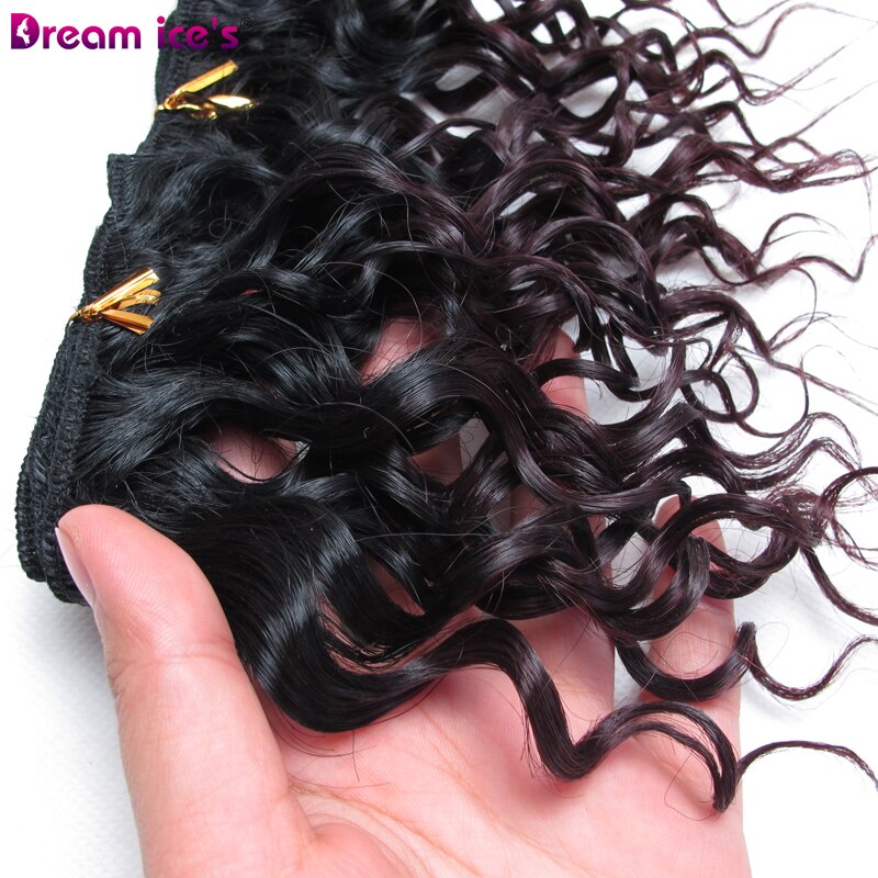 8 pulgadas Afro corto Pelo Rizado mechones color marrón negro de pelo sintético de alta temperatura de extensión 4 unid/lote sueño del hielo