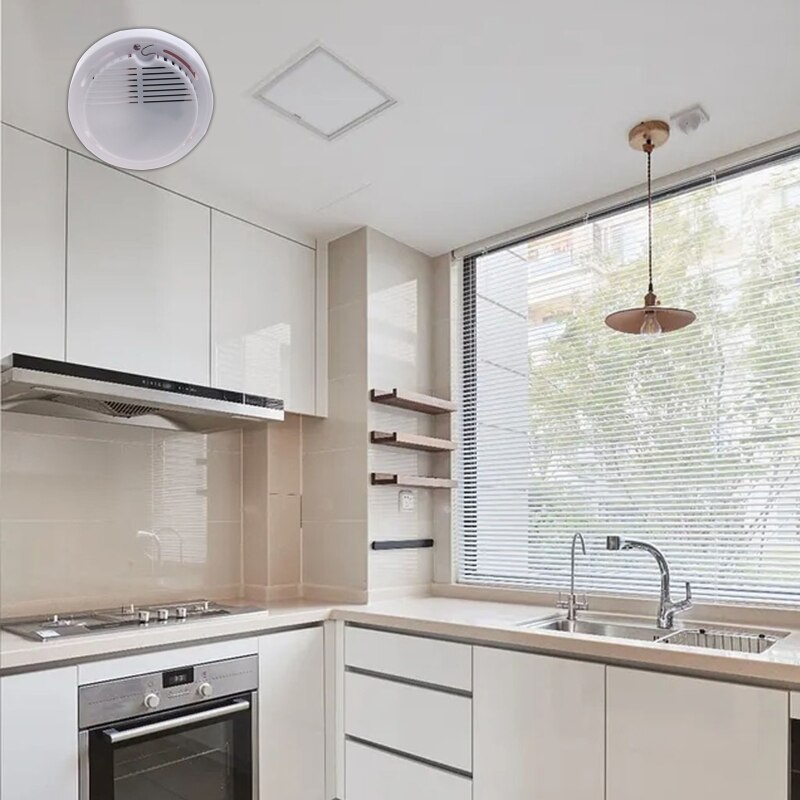 Smoke Detector Smoke Alarm with Photoelectric Sensor &amp; 9V Battery Operated Fire Safety Kitchen Home Hotel Mall