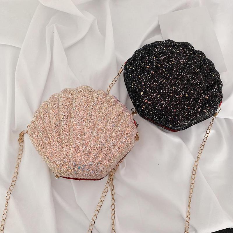 Schattige schelpentas ketting schoudertassen dames kleine pailletten feest avondtas crossbody tassen bolsas feminina mujer sac a