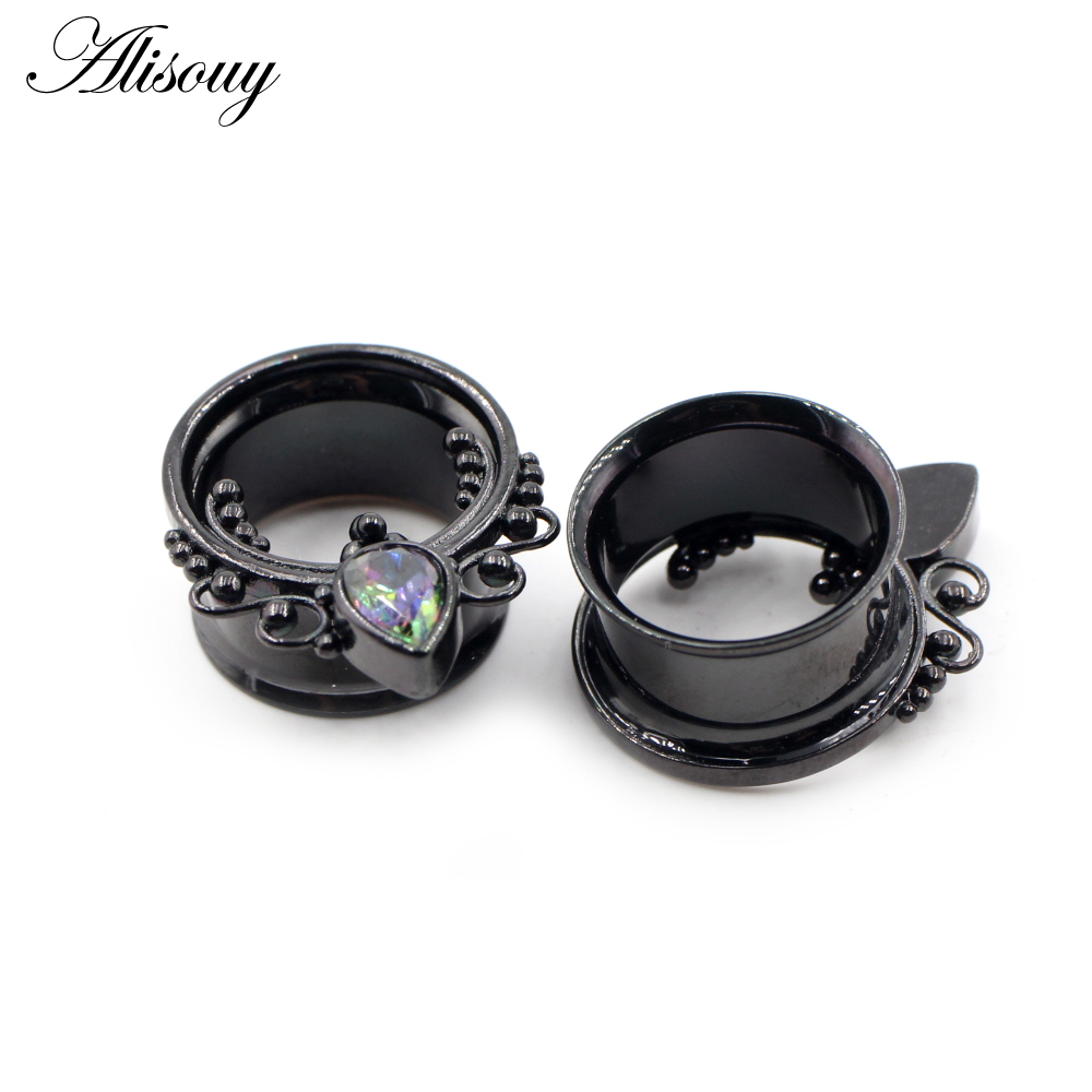 Alisouy 2PC Ear Piercing Plugs Tunnels Expanders Body Jewelry Gauges Studs Stretcher Earrings Jewelry 0G 00G