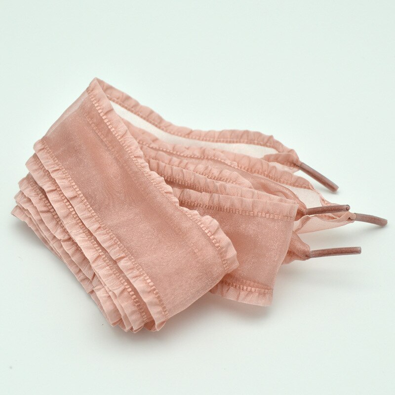 Cordones de Organza con volantes anchos de 4cm, 18 colores, lazo de hilo de gasa, cordones anchos, , belleza, zapatos informales blancos,: Pink / 80 cm