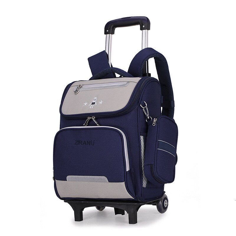 Verwisselbare Kinderen Trolley Schooltas 2/6 wielen ZIRANYU Kids Wheeled tas Nylon Waterdichte Reistas Mochilas: 2 wheels gray