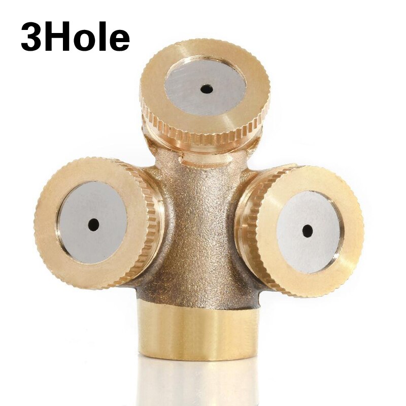 1 2 3 4 hål mässing spray dimma munstycke hane 1/2 3/4 trädgårds dimma munstycke bevattningsarmatur hem vattning trädgårdsredskap: 3 hål