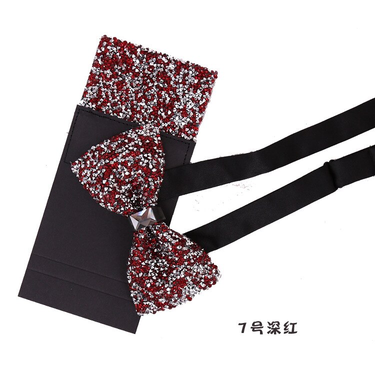Mode Mannen Accessoires Vlinderdas Set Pocket Vierkante 2 Stks/set Luxe Tie Mens: 7