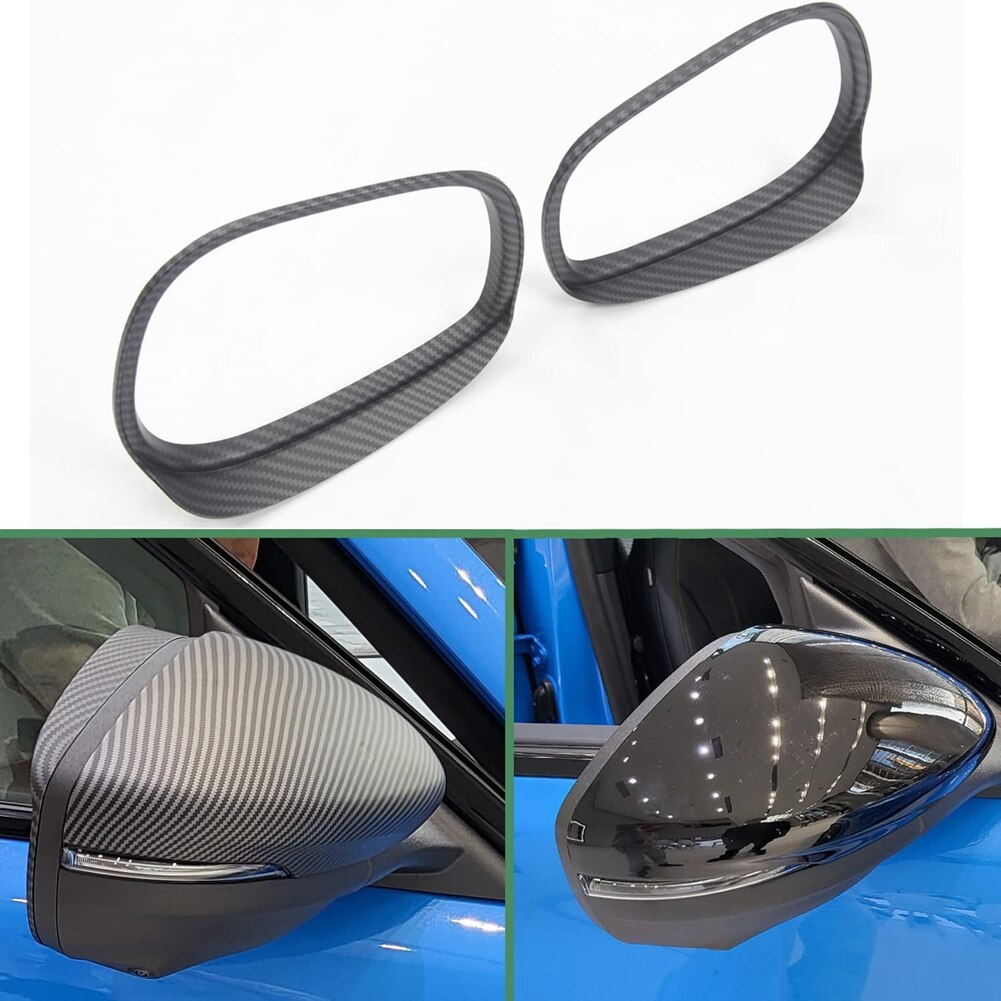 For Ford Mustang Mach-E + Rearview Mirror Rain Eyebrow Cover Shade Guard Trim Frame Accessories,Matte Carbon Fiber