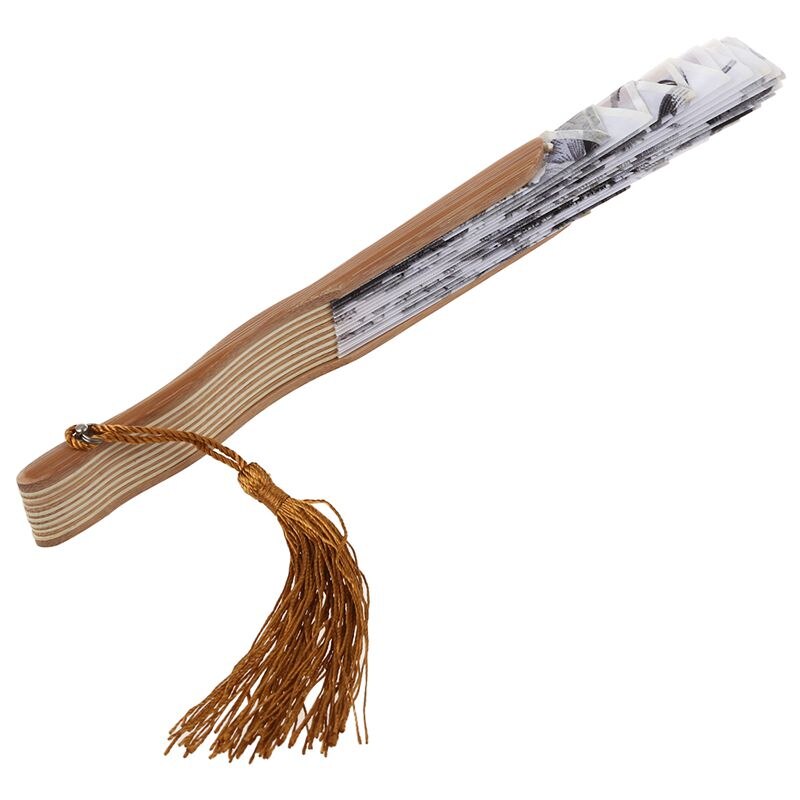 Chinese Grijs Pioen Blossom Stof Bamboe Vouwen Dansen Hand Ventilator Wit
