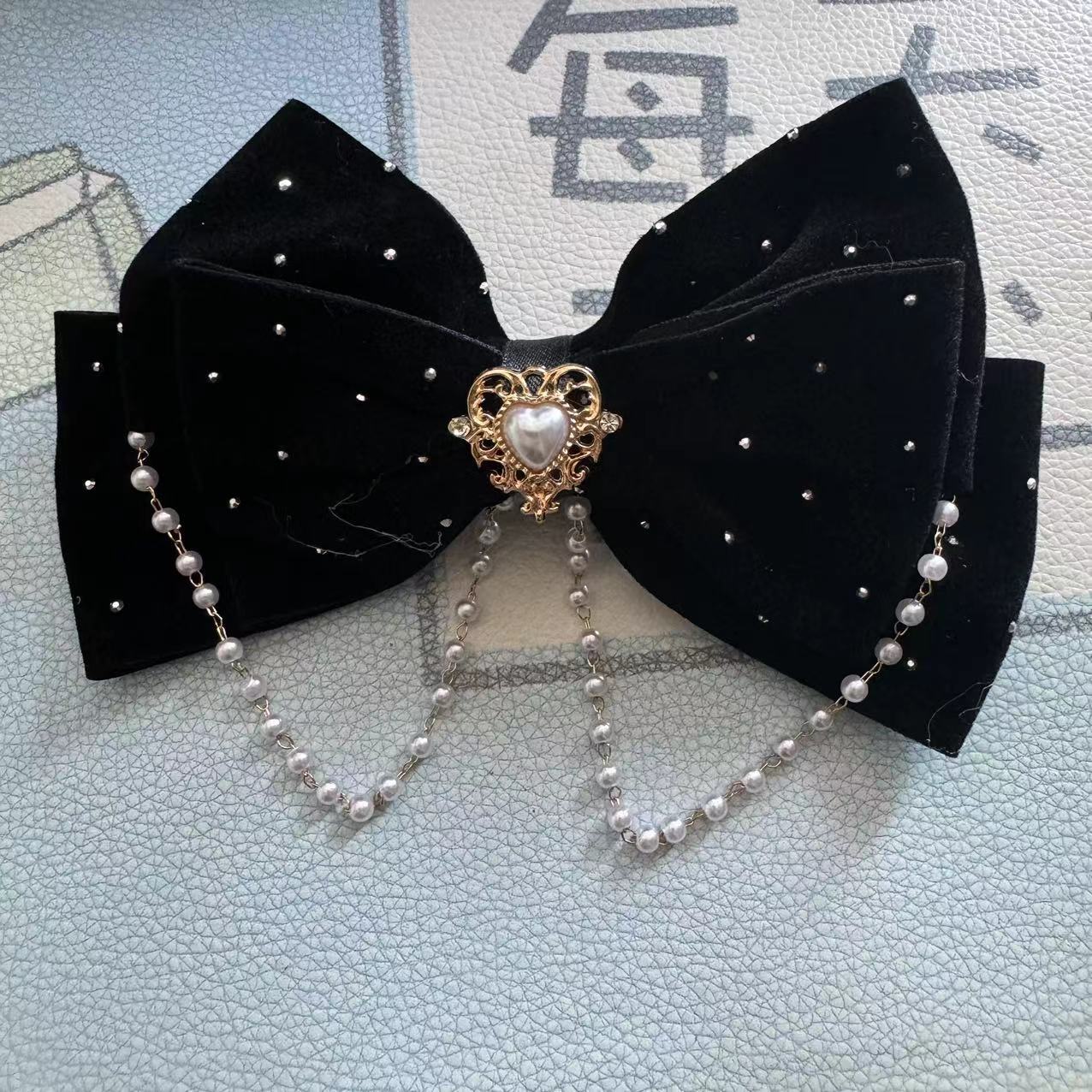 Prinses Rode Strik Meisje Haaraccessoires Schattig Parel Hoofd Haarspeld Meisje Roze Blauw Schattig Haarspeld Feest: Goud