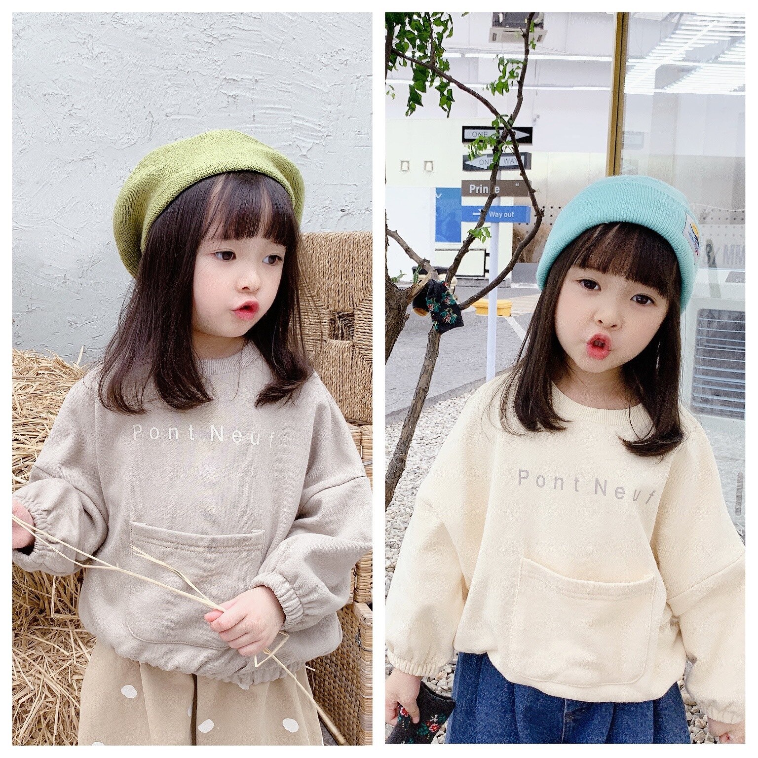 vêtements pour enfants automne nouvelle fille coréen revers pull à manches longues en vrac