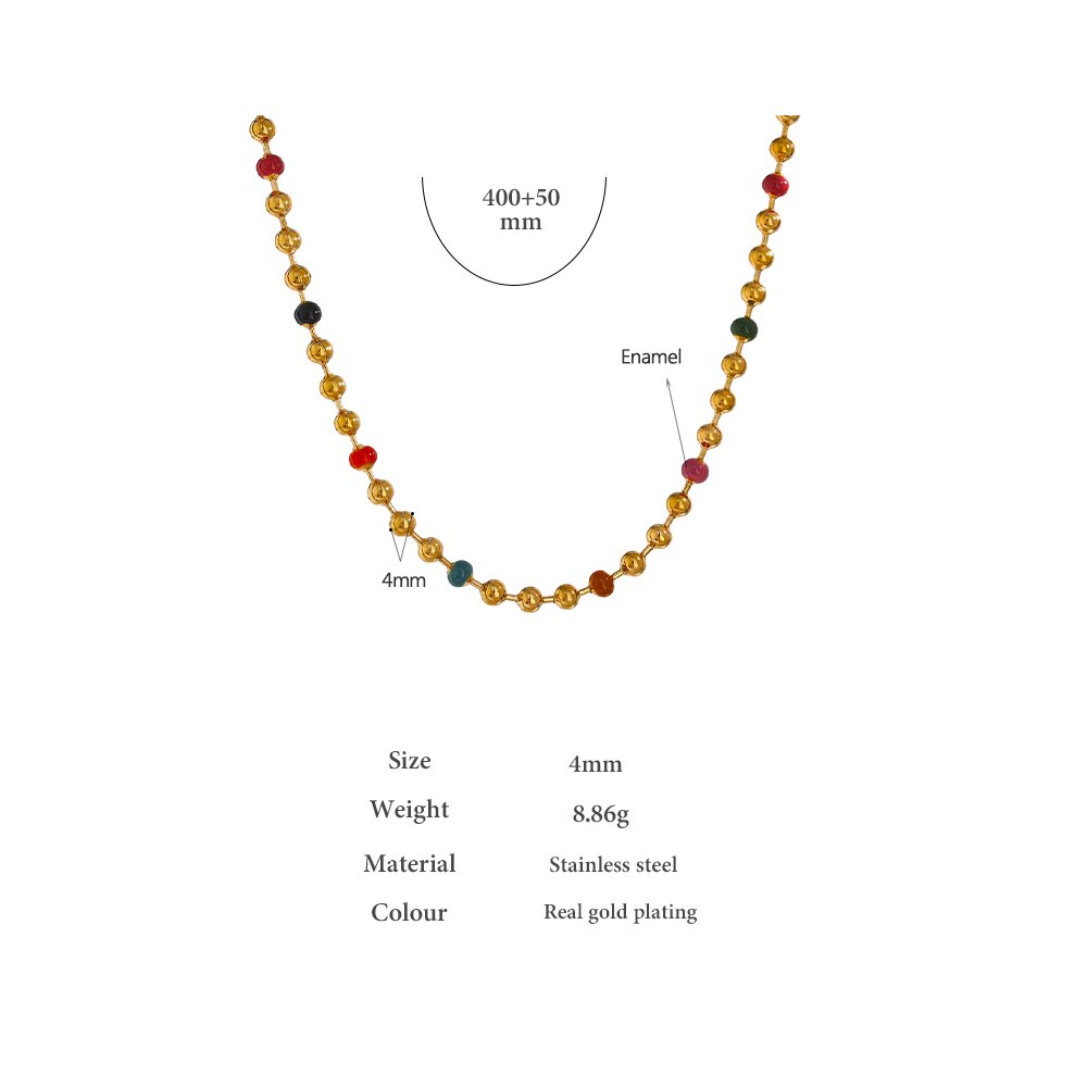 Yhpup Rvs Bead Chain Ketting Statement Kleurrijke Enamel Kraag Ketting Joyería Acero Inoxidable Mujer