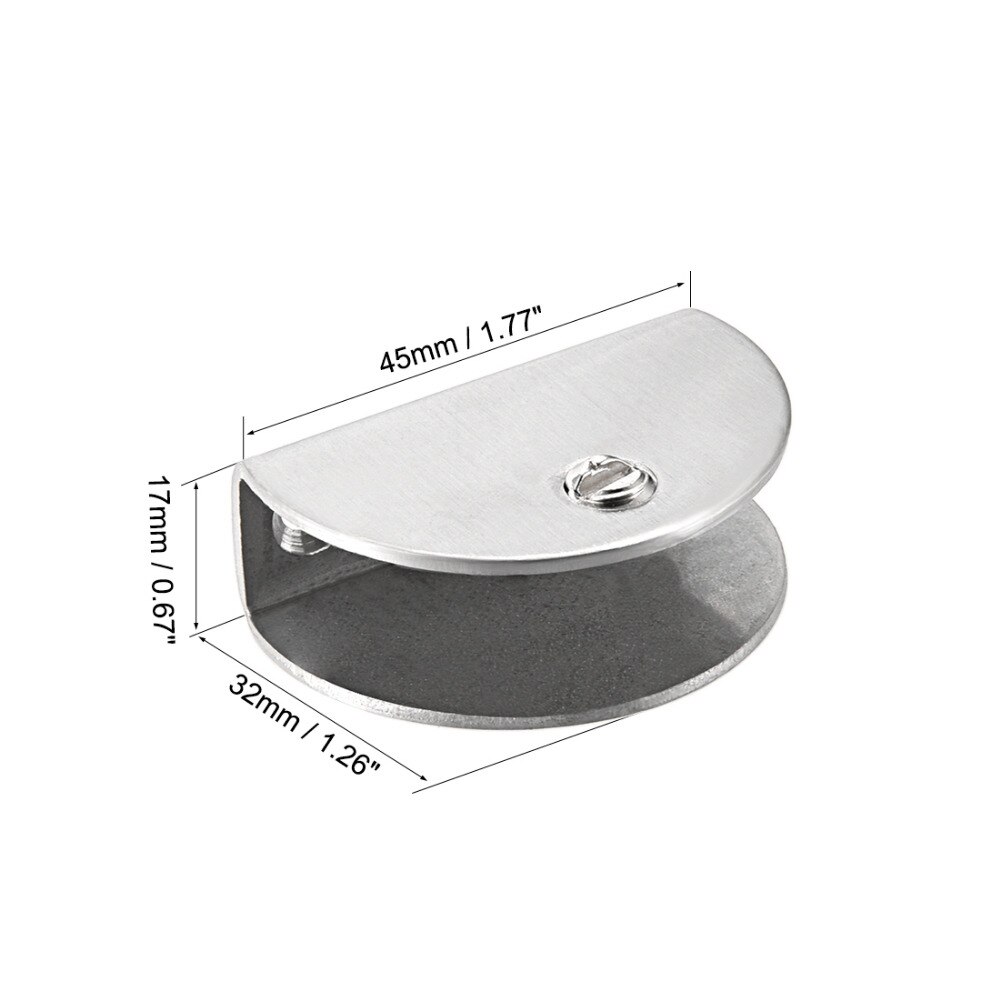 Uxcell 4pcs Stainless Steel Glass Shelf Brackets Adjustable Glass Clamp Clip Holder Half Round for 10mm-15mm thickness