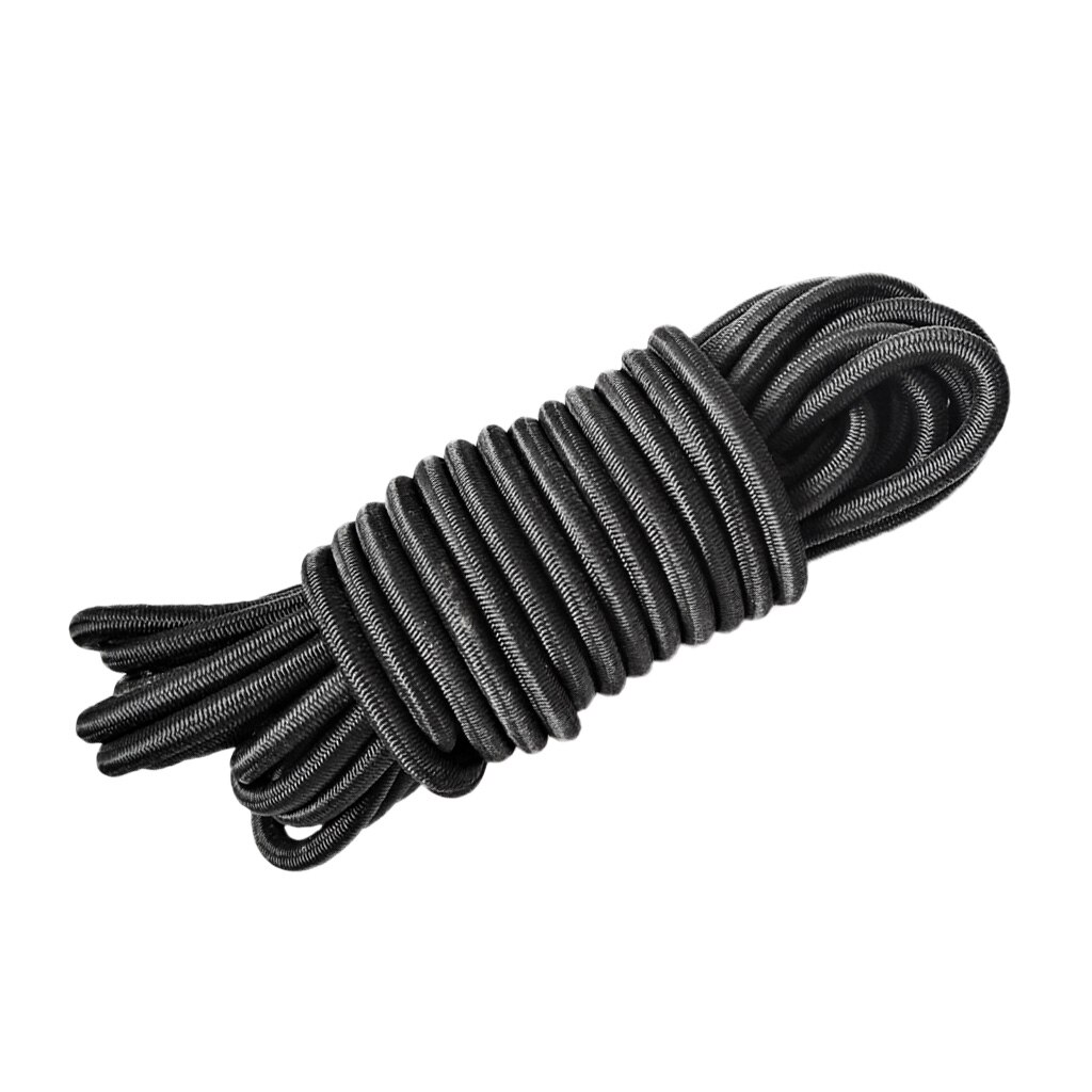 5m/16.4ft 4mm Elastic Bungee Rope Shock Cord Tie Down for Boat Trailer, Black & Hooks and Ends