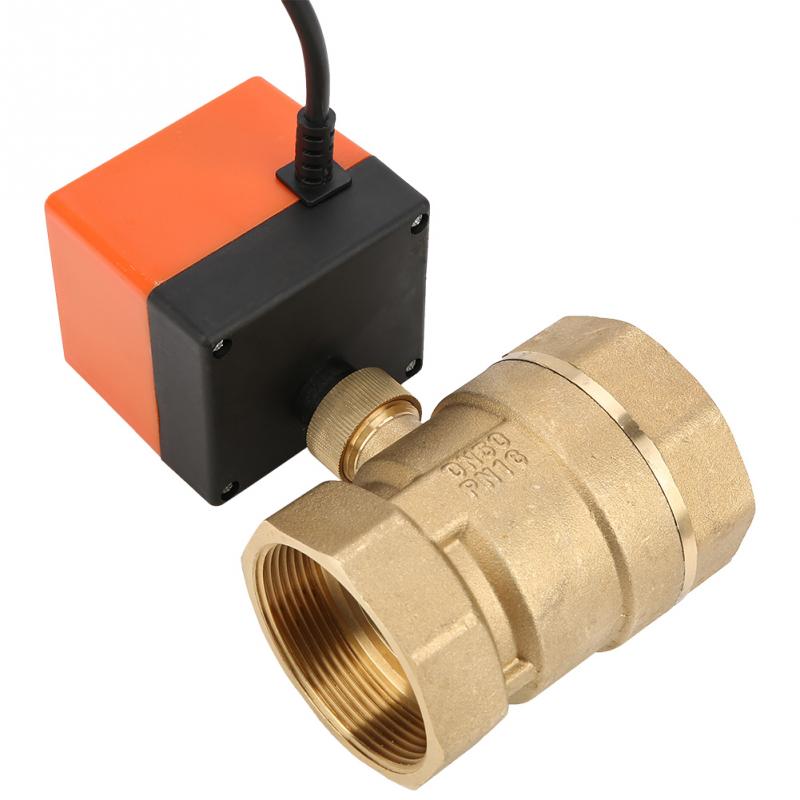 AC 220V Motorized Ball Valve G2 DN50 2-Way 3-Wire 2-Point Control Durable Brass Electrical Motorized Ball Valve