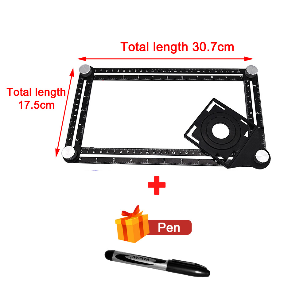 Règle d'Angle en Alliage d'Aluminium à 6 Plis, Accessoire de Mesure, Gabarit de Moule Perforé, Outil de Localisation, Guide de Perçage, Trou de Carrelage: 4-Fold