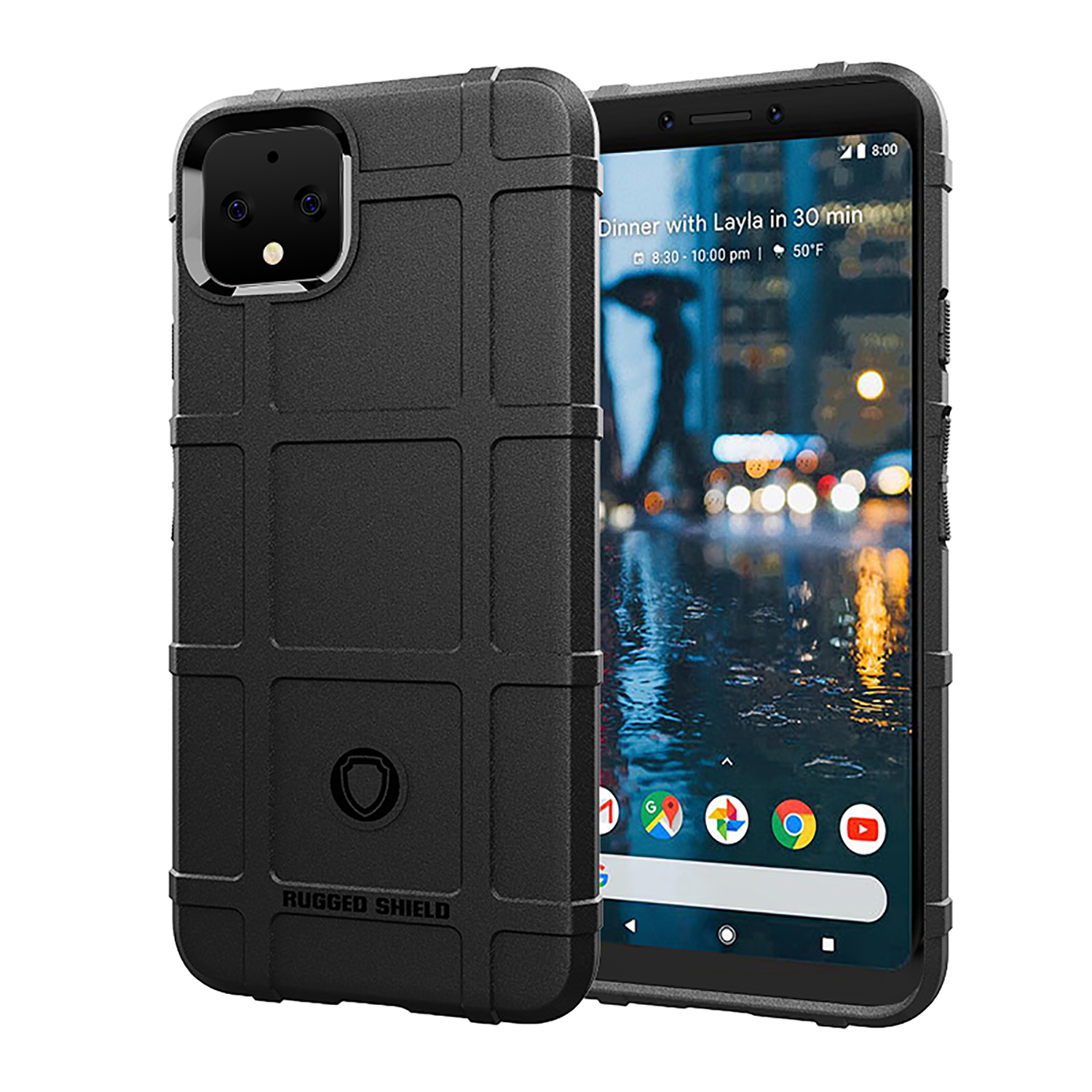 Stötsäkert pansarskal till google pixel 4xl 4a 5g sköld silikontelefonskydd till pixel 4 xl 4a kraftigt matt mjukt skal: Polyester / Svart