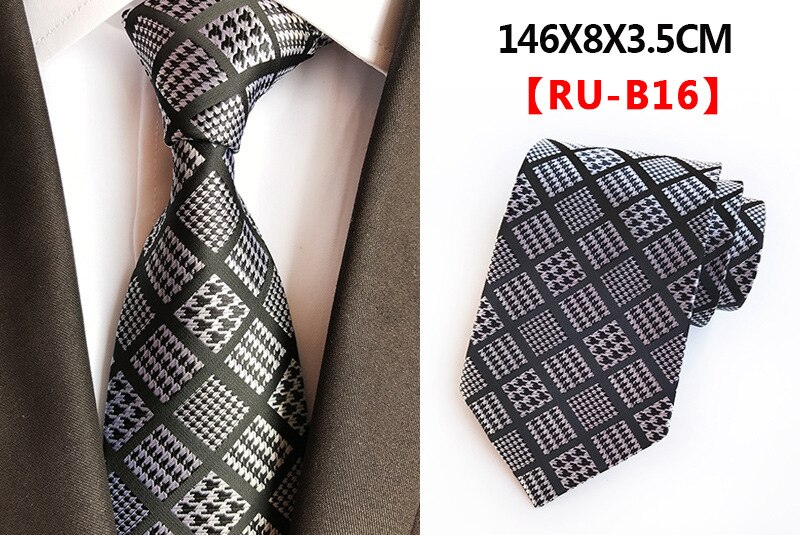 Ricnais 8cm Formal Tie Brown Yellow Plaid Striped Silk Necktie Suit Mens Silk Neck Tie For Man Business Wedding Party Gravata: 16