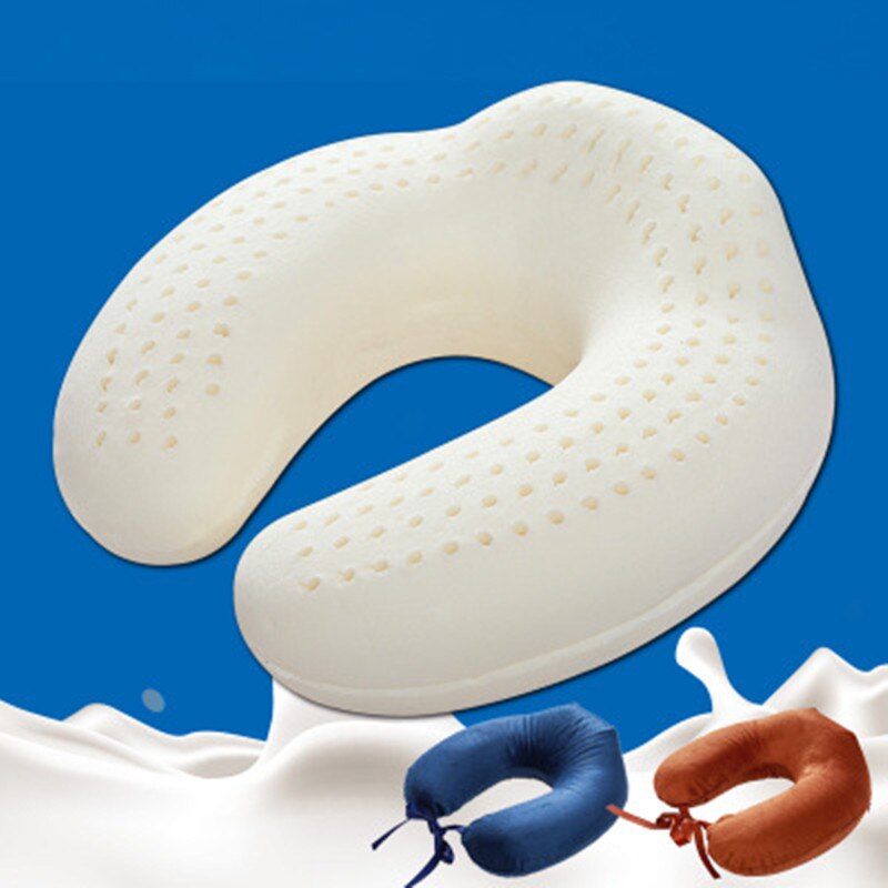 Natural Latex Pillow U-shaped Cervical Spine Neck Pillow Latex Pillow Car Office Neck Pillow Siesta Soft Slow Rebound Pillow