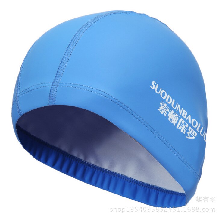 Accesorios de natación para adultos y hombres, gorro de tela de poliuretano impermeable, elástico, protección de orejas, pelo largo, deportes, gorro de piscina: 6