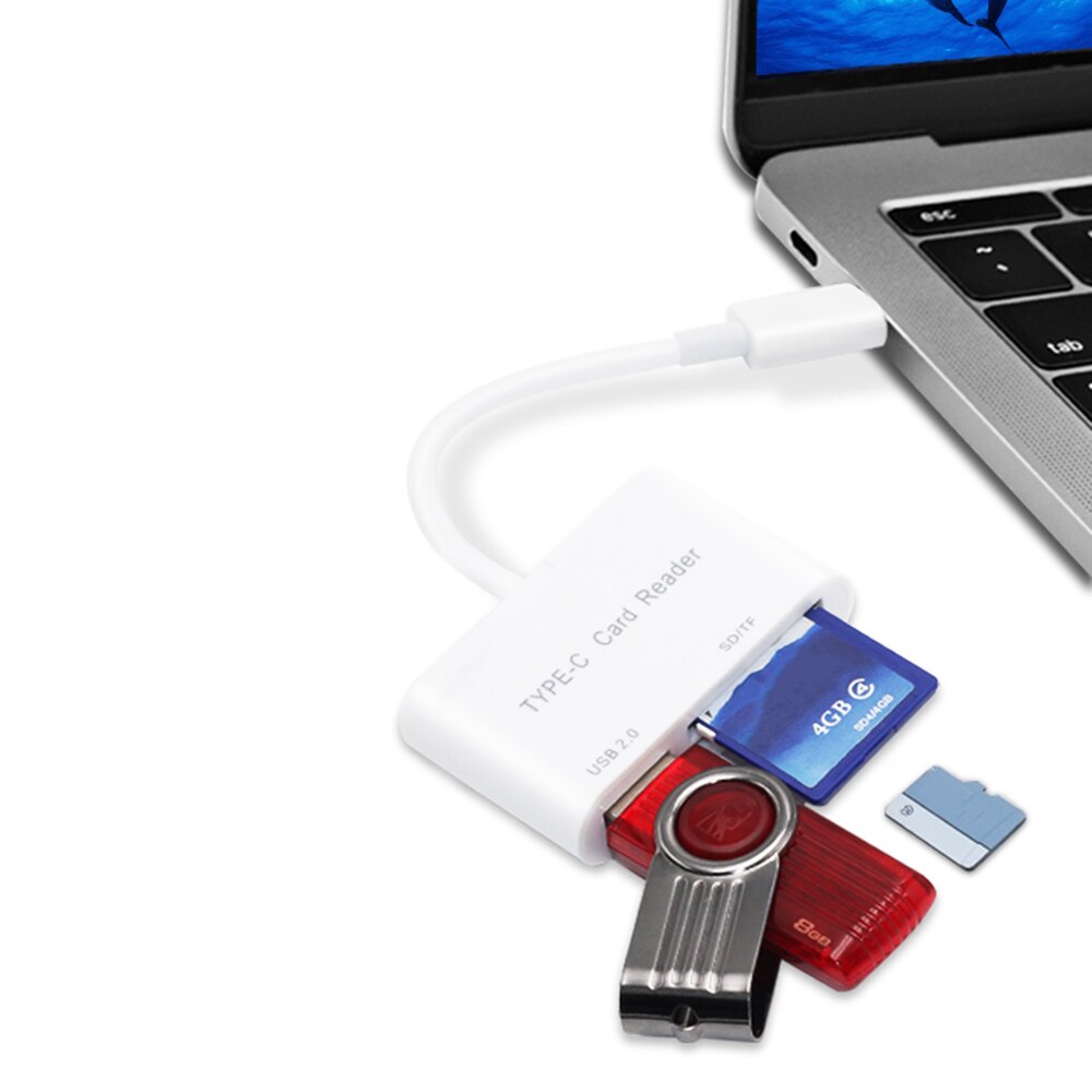 3 in 1 USB Kaartlezer Adapter Type C Kabel SD Micro SD TF Verbinding voor Macbook Pro Type- C Poort