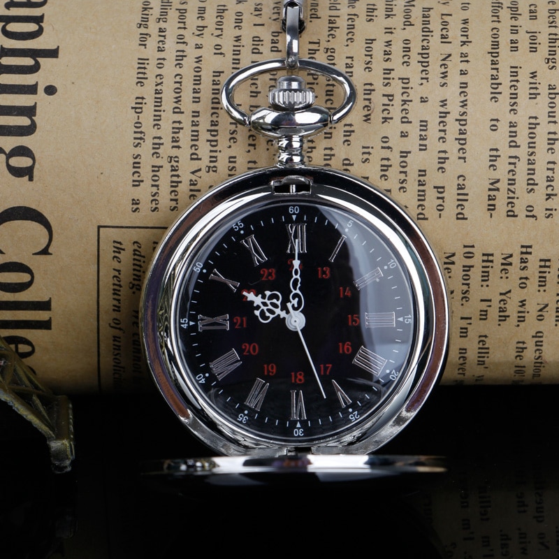 Vintage Quartz Zakhorloge Gladde Stalen Romeinse Nmber Wijzerplaat Hanger Fob Horloge Klok Relogio Debolso