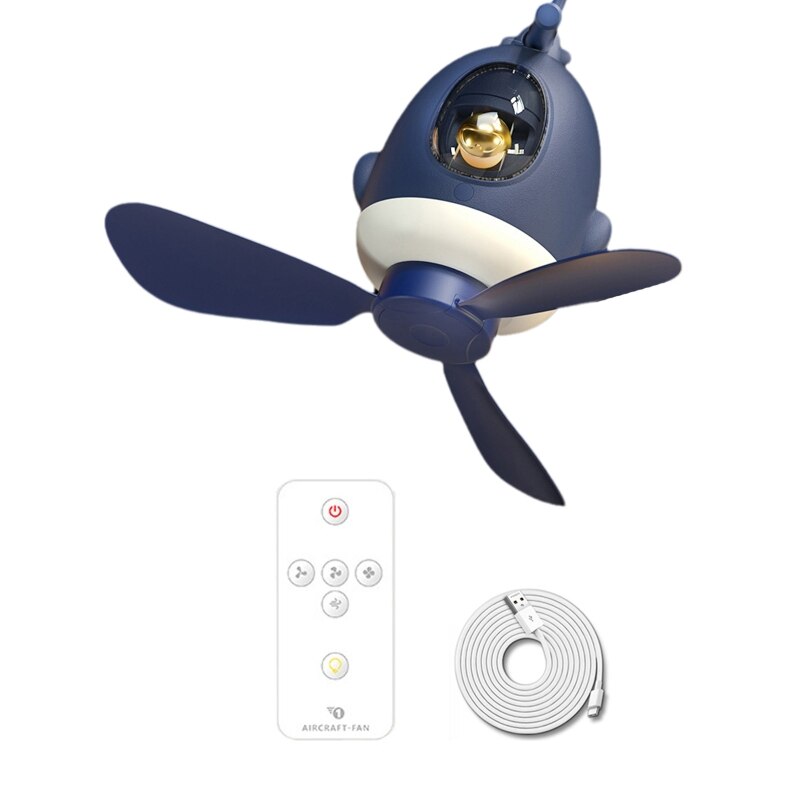 9.8in Plafond Ventilator Afstandsbediening Opknoping Fan W/Licht + Haak Voor Kinderen Slaapkamer: Blue