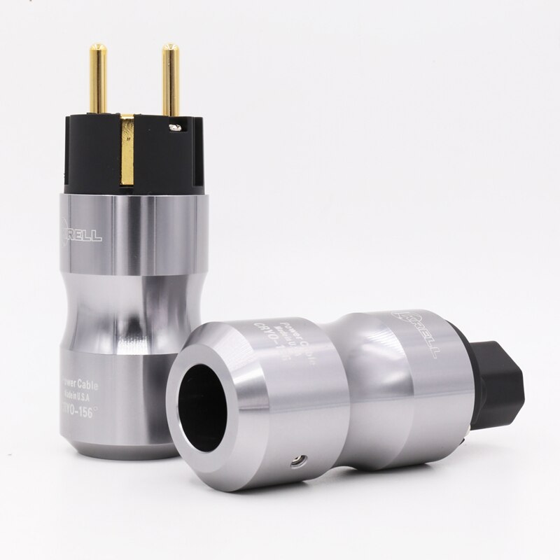 Krell-conector de alimentación schuko chapado en oro de 24k, Conector de Audio IEC transparente/negro, Europeo, UE
