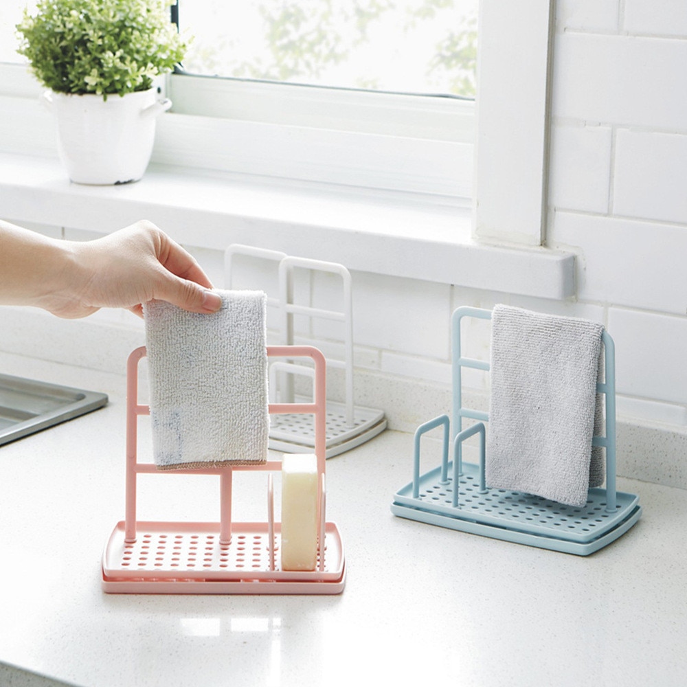 Kitchen Dishcloth Holder For Towel Rag Hanger Sink Sponge Holder Rack Shelf For Kitchen Bathroom Dish Cloth Drain Organizer #T1P