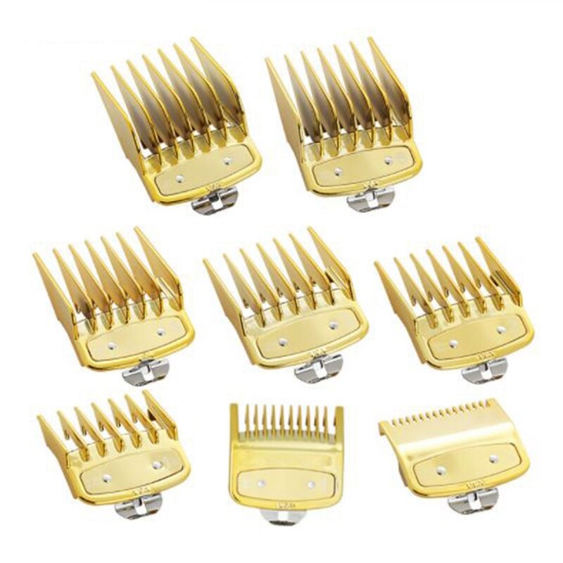 8 Sizes Hair Clipper Limit Guide Comb Metal Hair Clipper for WAHL Comb Universal Hair Clipper Comb in Gold with Box