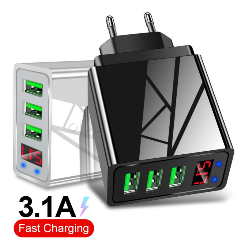 45W Quick Charger 3.0 USB Charger For iphone Samsung Tablet UK EU US Plug Wall Mobile Phone Charger Adapter Fast Charging