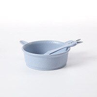 Tarwe Stro Bestek Voor Kinderen Anti-Brandwonden Anti Lepel Bestek Set Kindje Kom Complementaire Voedsel Plaat: Rabbit-Blue