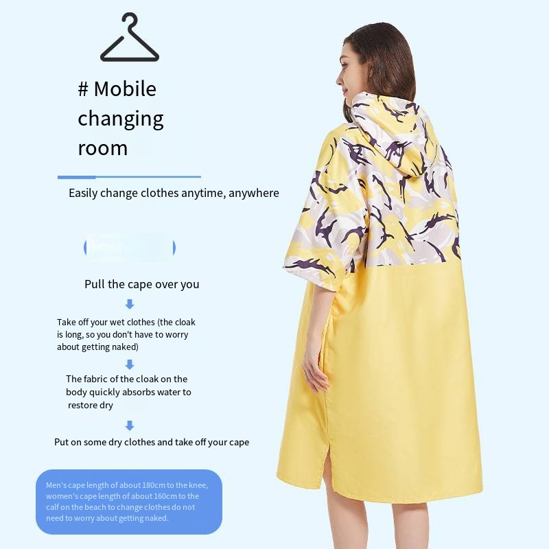 Roupão com capuz feminino com bolsos, cardigã de praia, toalha de natação, surfe e mergulho, roupão, manto de banho de microfibra, novo